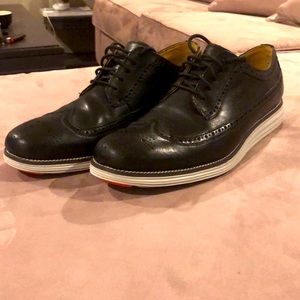 Cole Haan Grand.os Wing Tip Black w/Light Grey, 12